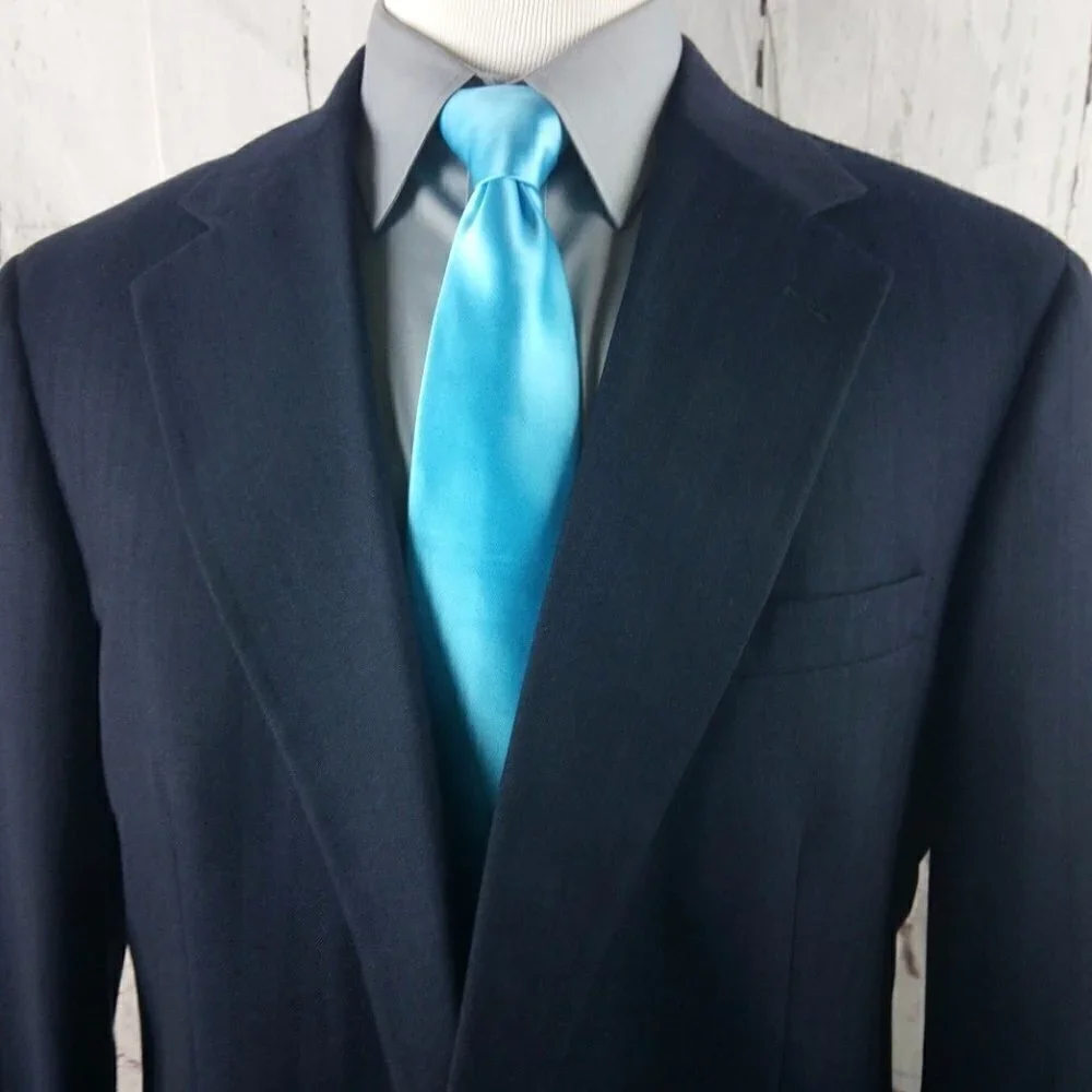 Tommy Hilfiger Dillard's 44L Wool 2 Button Deep Blue Striped Suit Blazer Jacket